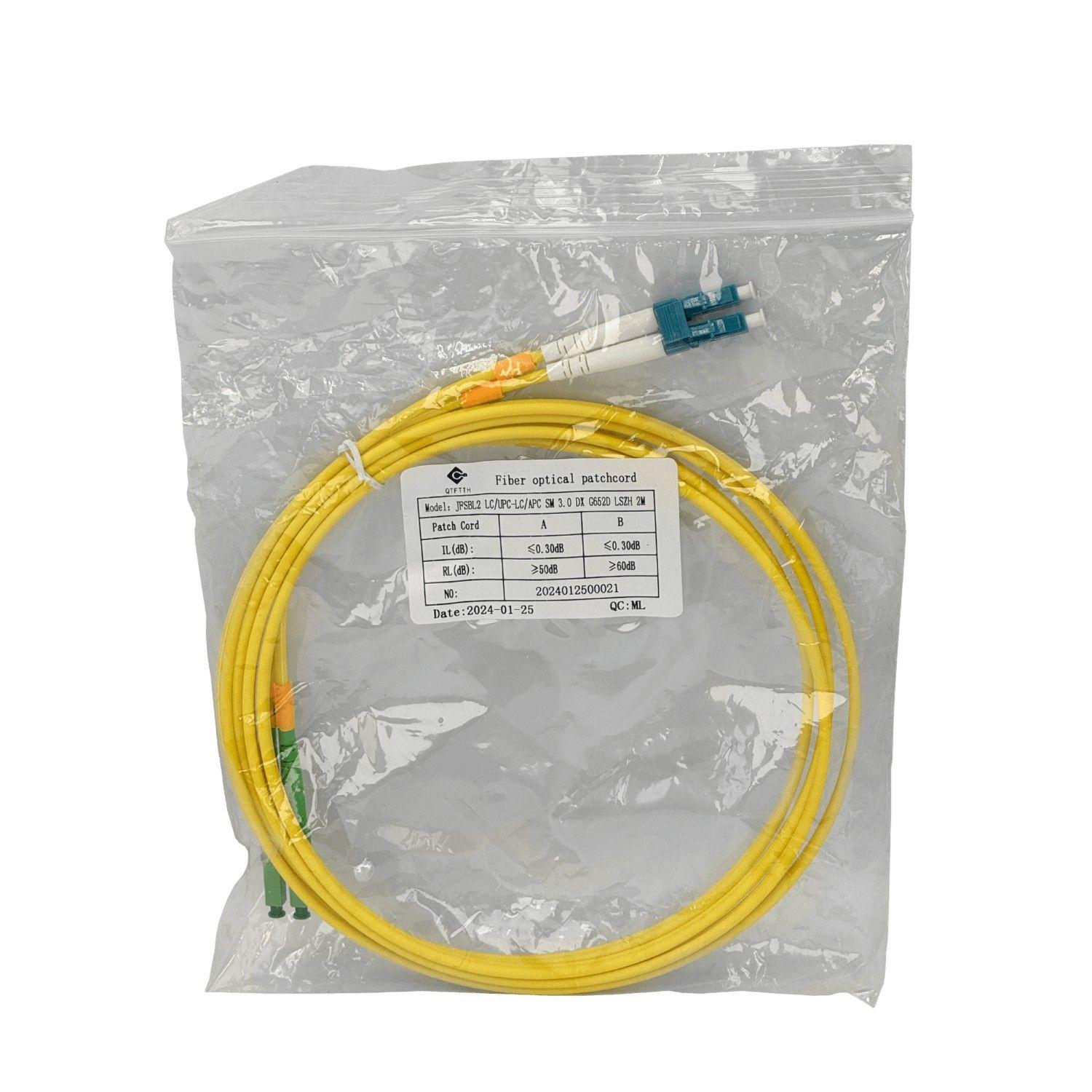 Cable jumper de fibra óptica monomodo 2 m Duplex 9/125 3,0 mm-4