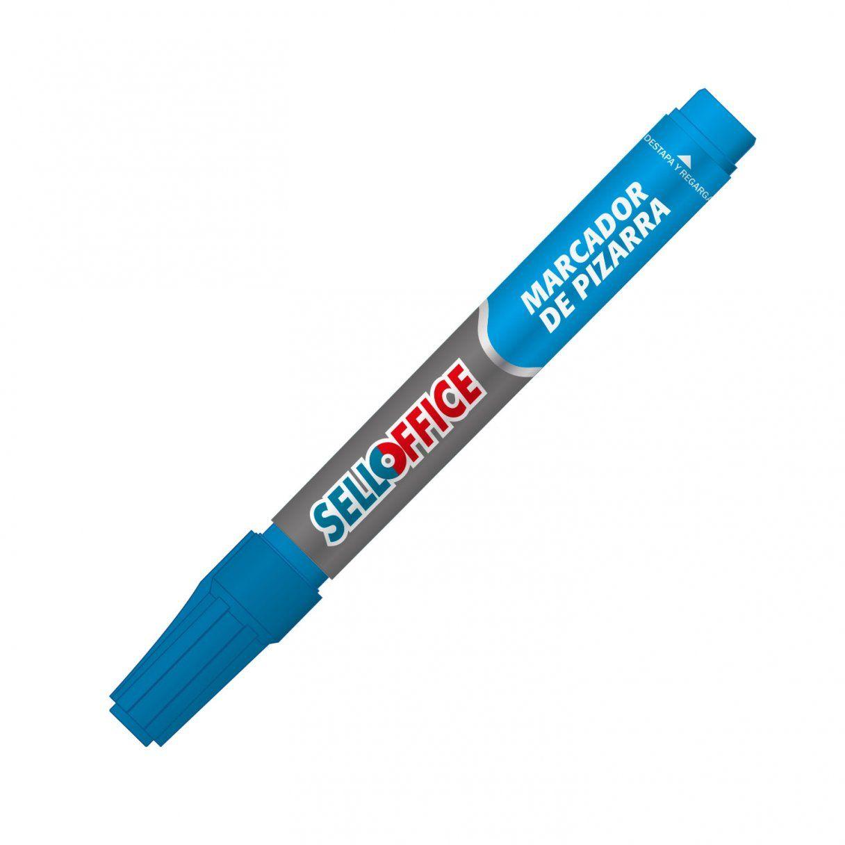 Plumón recargable Selloffice para pizarra celeste-1