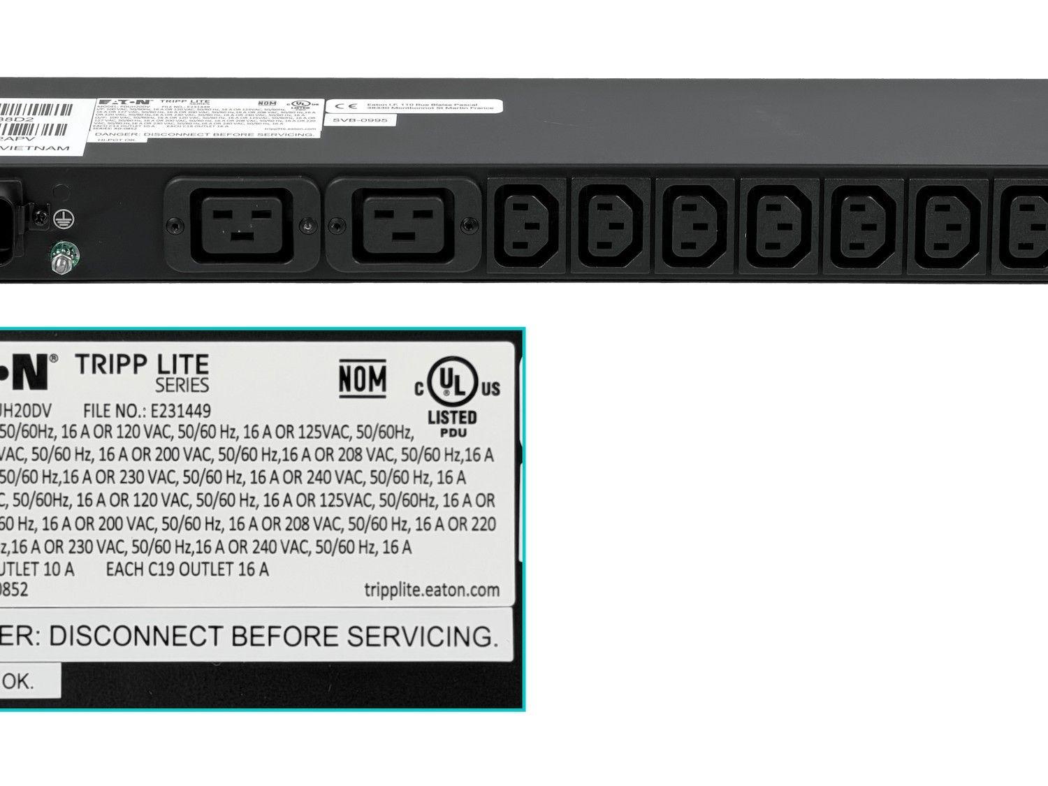 PDU Tripplite 14 enchufes 12 C13 2 C19 1 C20 16 A Rack 1U 2P+T-2