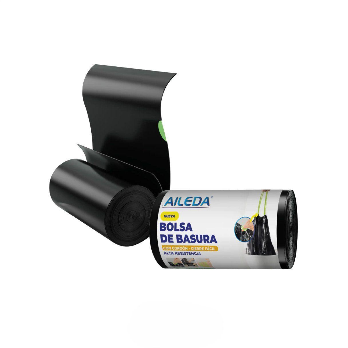 Bolsa de basura Aileda con cordón de agarre 45x50 cm 20 unidades negro-1
