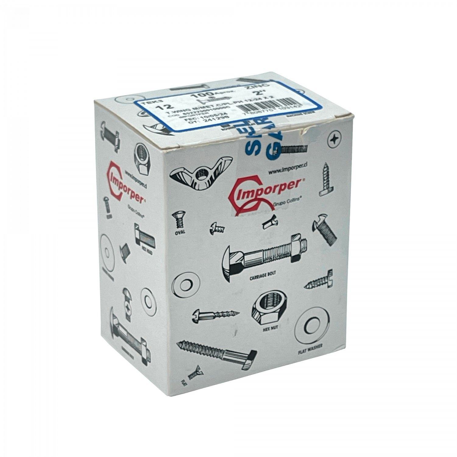 Tornillo autoperforante Winger 12-24x2 pulgadas 45 mm 100 unidades-5