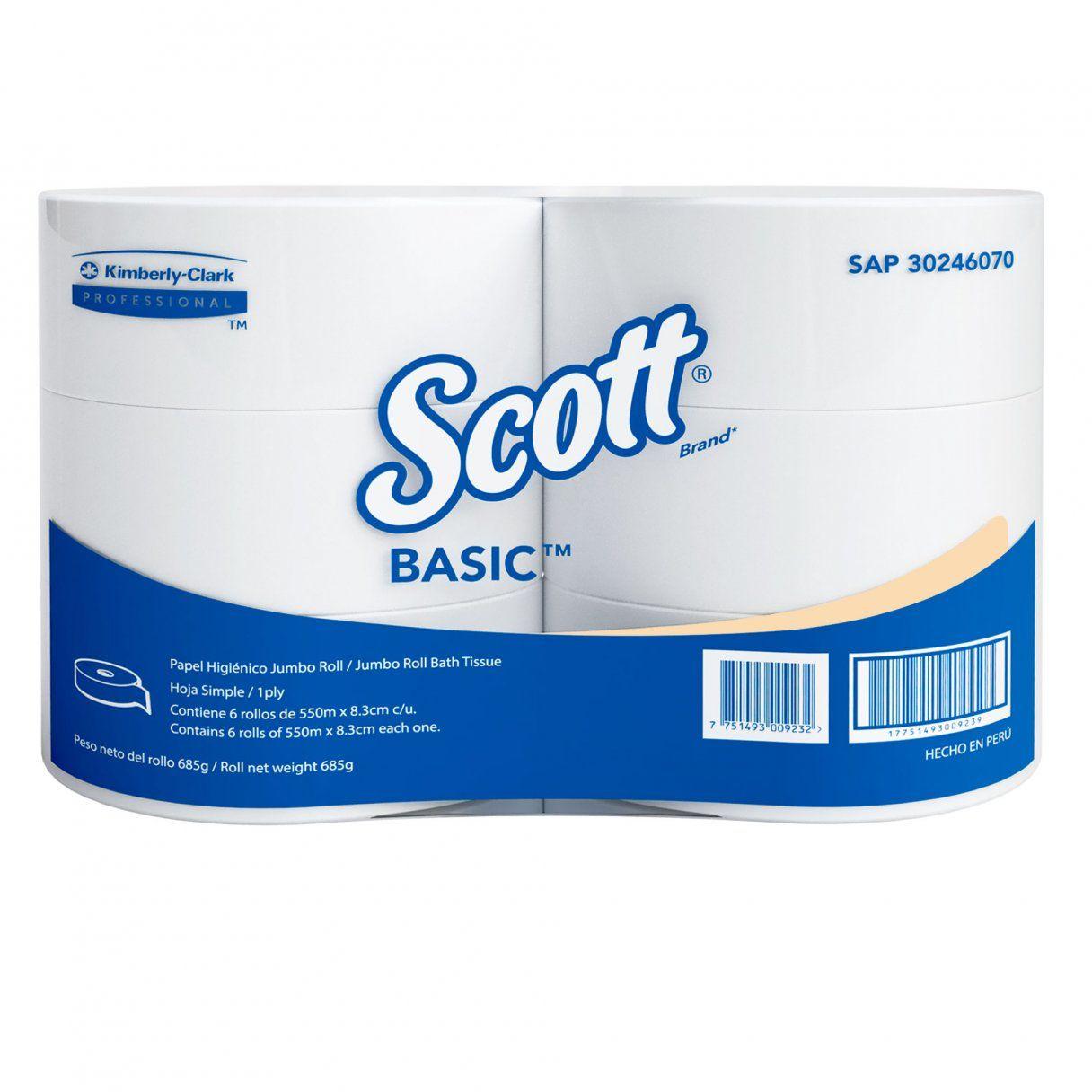 Papel higiénico Scott hoja simple 6 rollos 550 m-0