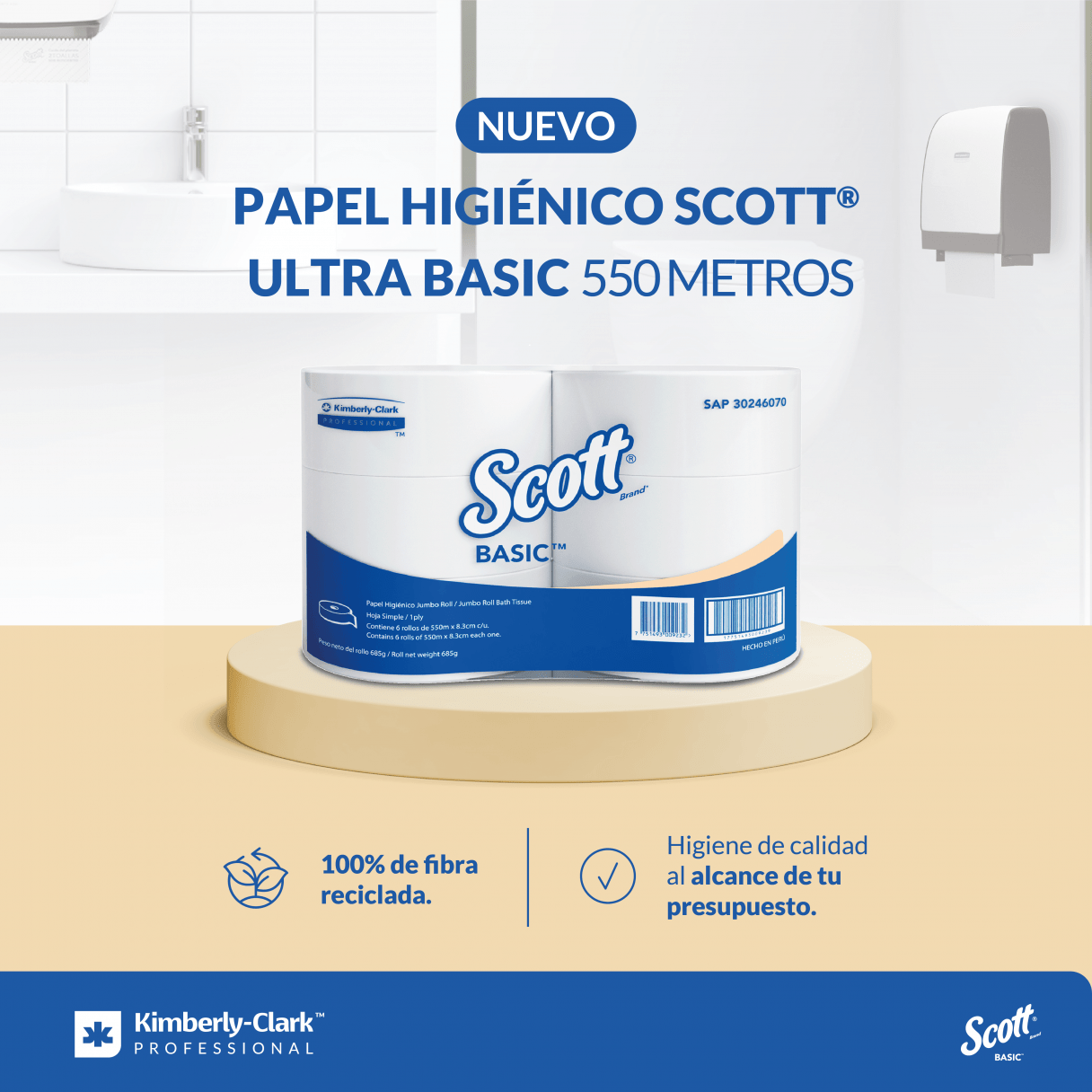 Papel higiénico Scott hoja simple 6 rollos 550 m-2