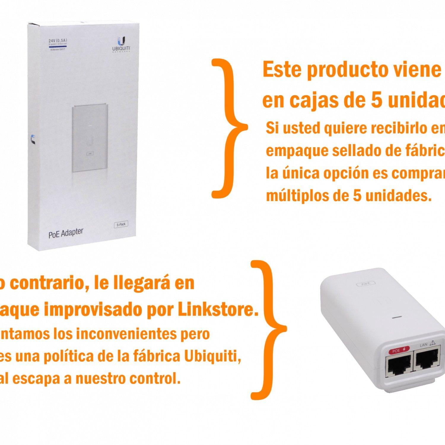 Inyector PoE Ubiquiti Gigabit 24 V 12 W 0,5 A con ESD-5
