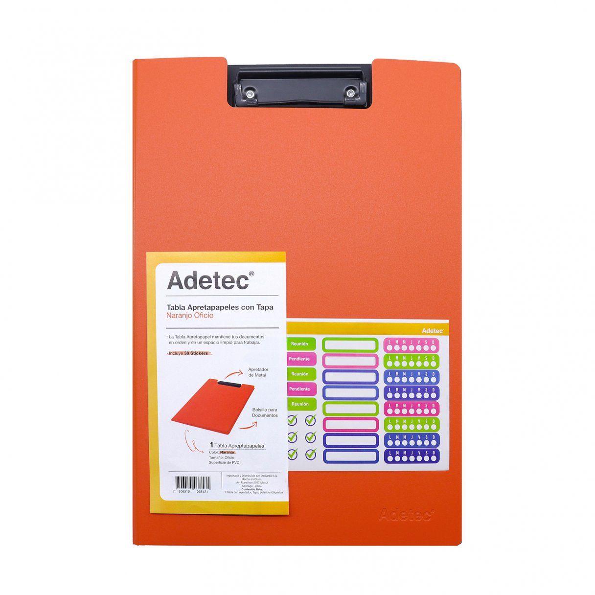 Tabla Apretapapel Adetec Doble Naranja-0