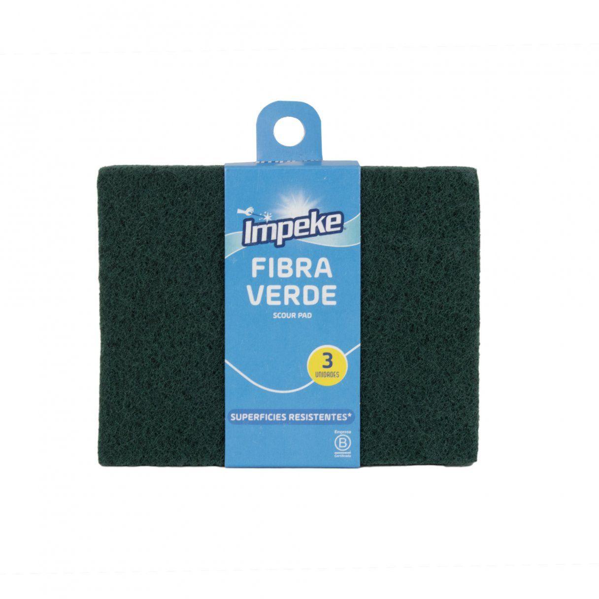 Esponja abrasiva Impeke fibra verde 3 unidades-0