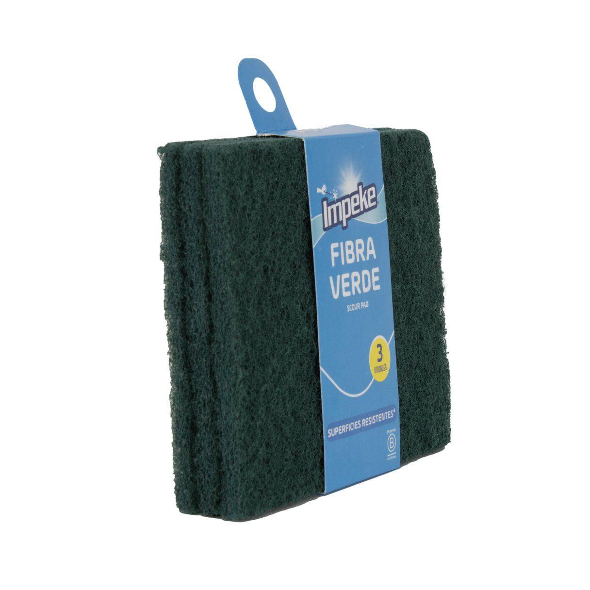 Esponja abrasiva Impeke fibra verde 3 unidades-1