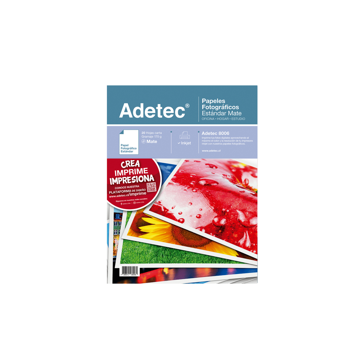 Papel fotográfico Adetec mate Inkjet carta 170 g 20 hojas-0