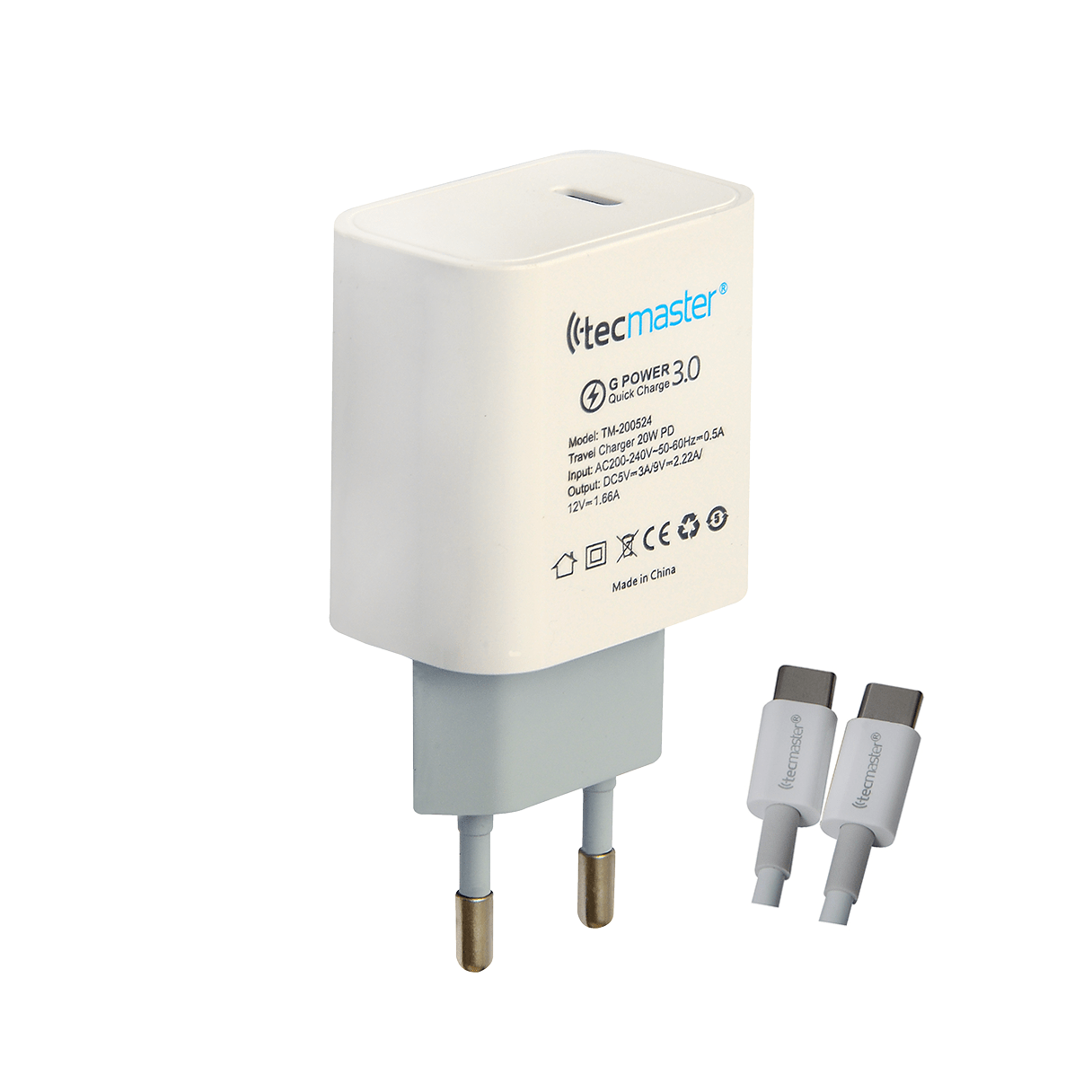 Cargador de pared Tecmaster con cable tipo C-0