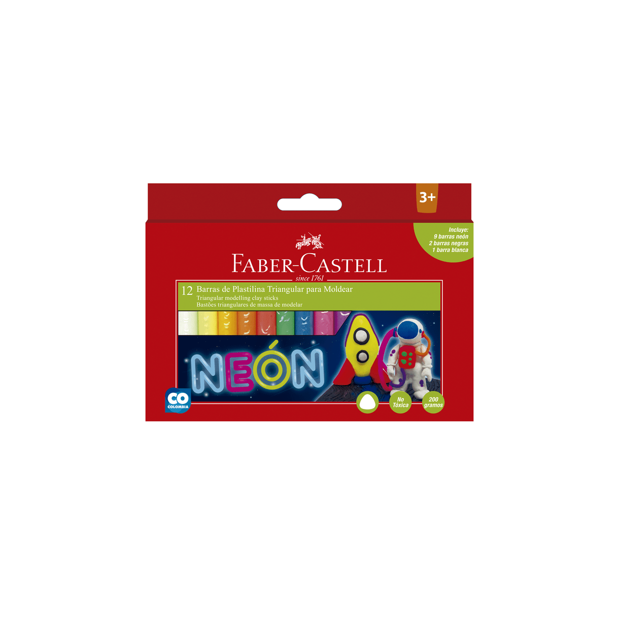 Plasticina Faber-Castell Neón 12 colores-0