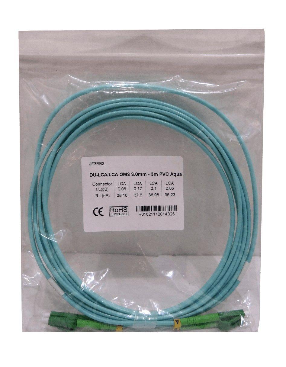 Jumper de fibra óptica LC/APC a LC/APC 3 m OM3 multimodo duplex LSZH-5