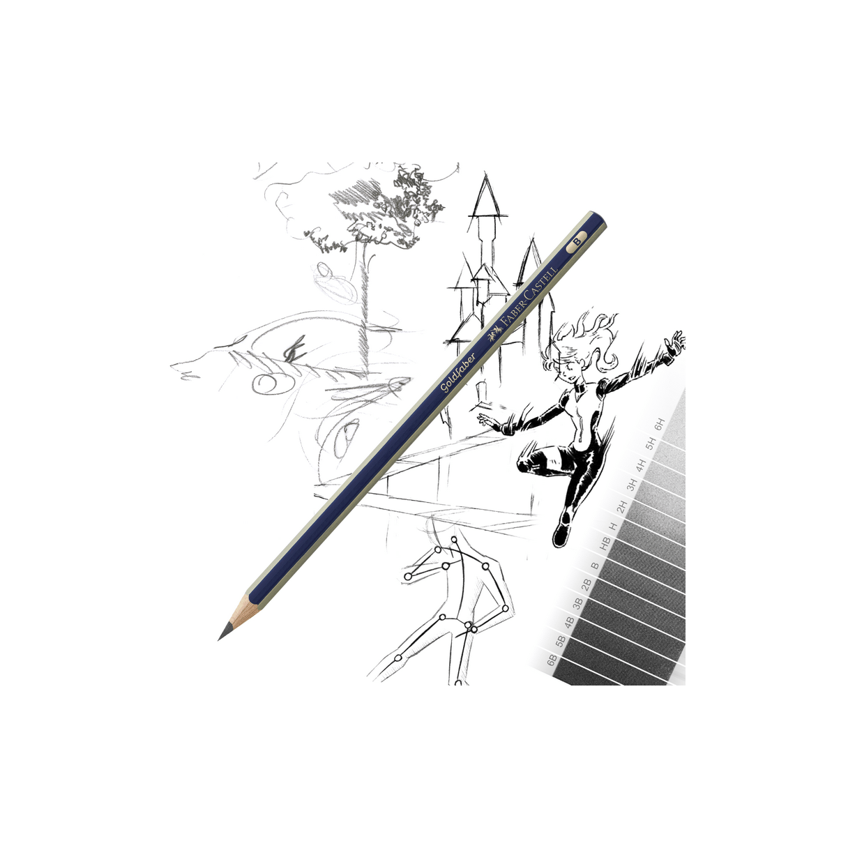 Lápiz de grafito Faber Castell Goldfaber 1221 1B hexagonal-1
