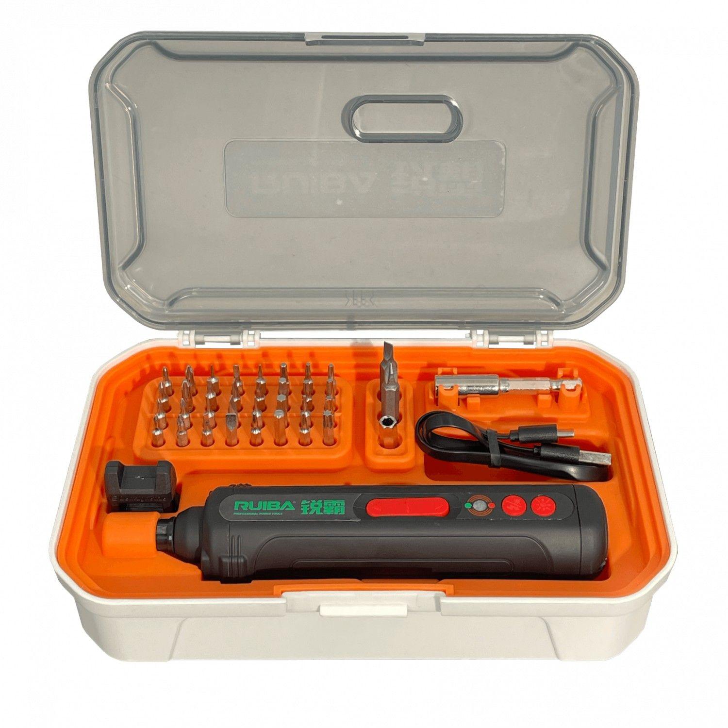 Juego de atornillador inalámbrico recargable 36 puntas con LED y USB-3