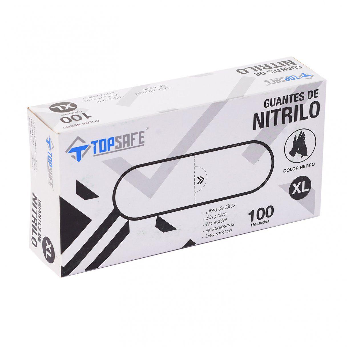 Guantes de nitrilo TopSafe examinación sin polvo talla XL 100 unidades negro-0