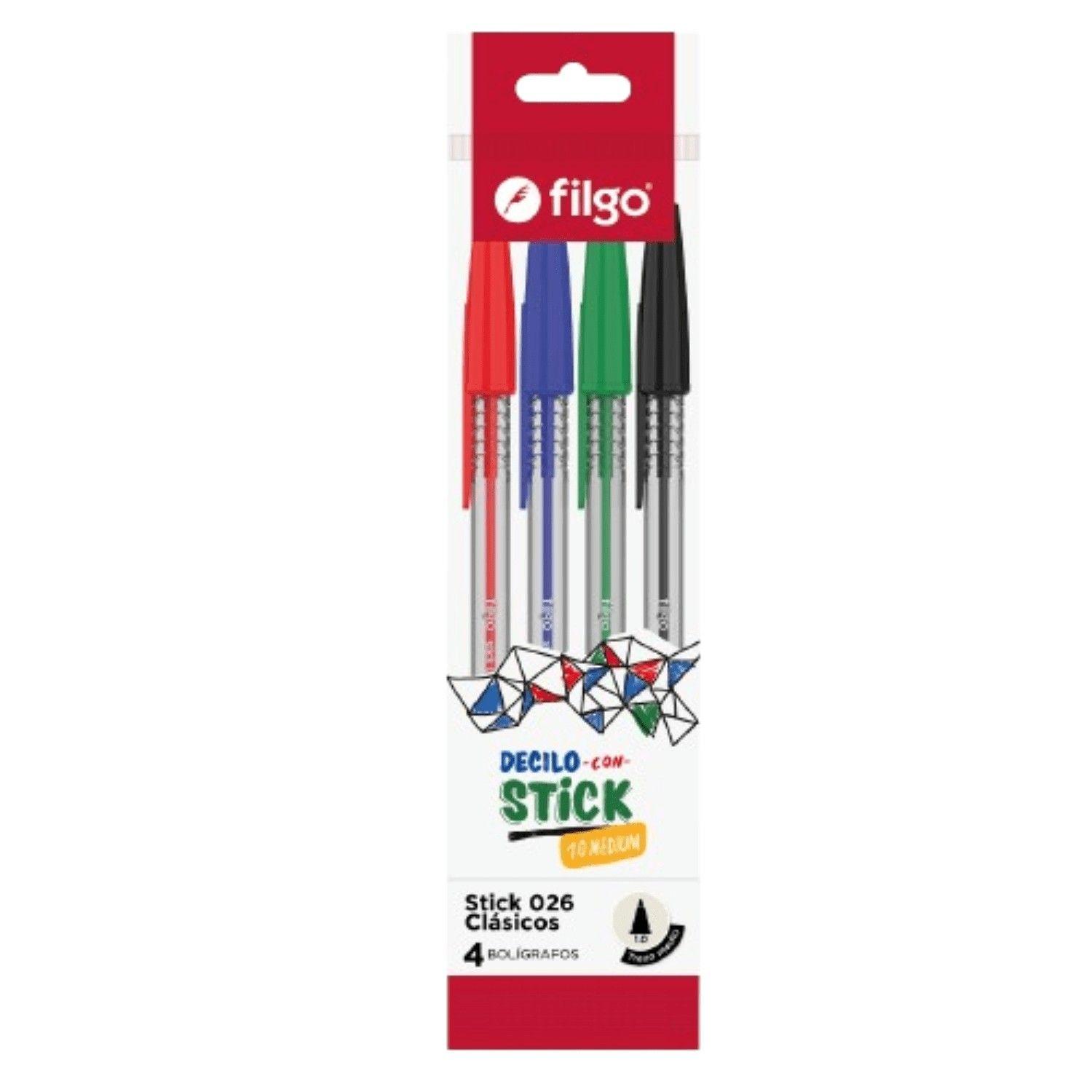 Bolígrafo gel Filgo Stick 4 colores-0