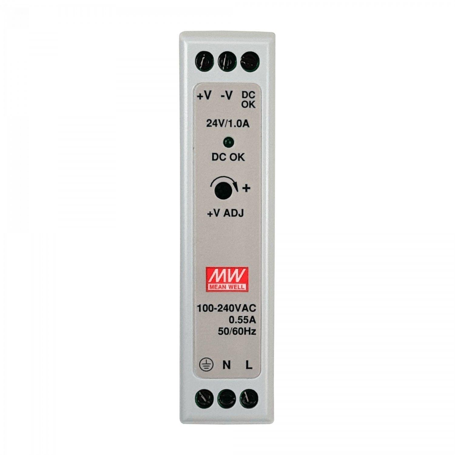 Fuente de poder Meanwell 24 V 24 W 1 A ajustable ancho 24 mm riel DIN-2