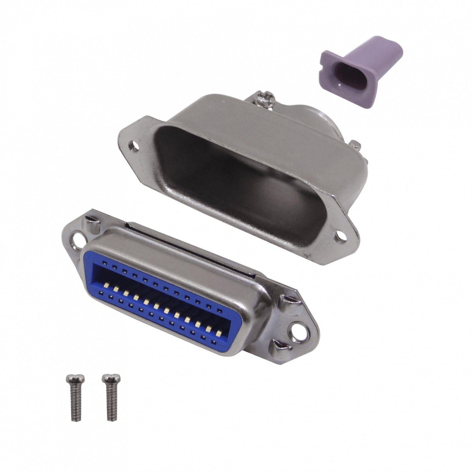 Conector hembra soldable Centronics 24-pin con tapa metálica-2