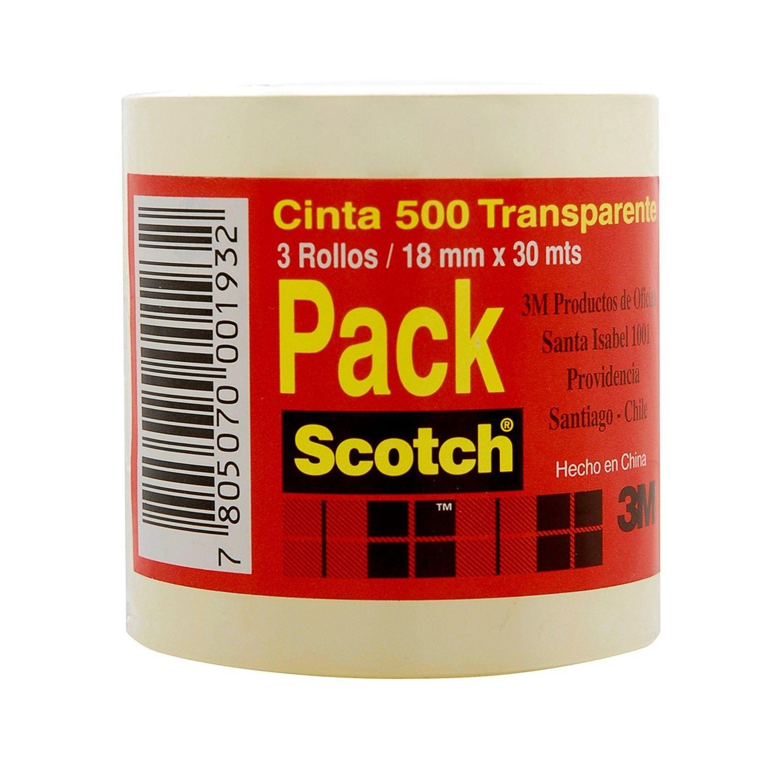 Cinta adhesiva 3M Scotch cristal 18 mm x 30 m pack 3 unidades-0