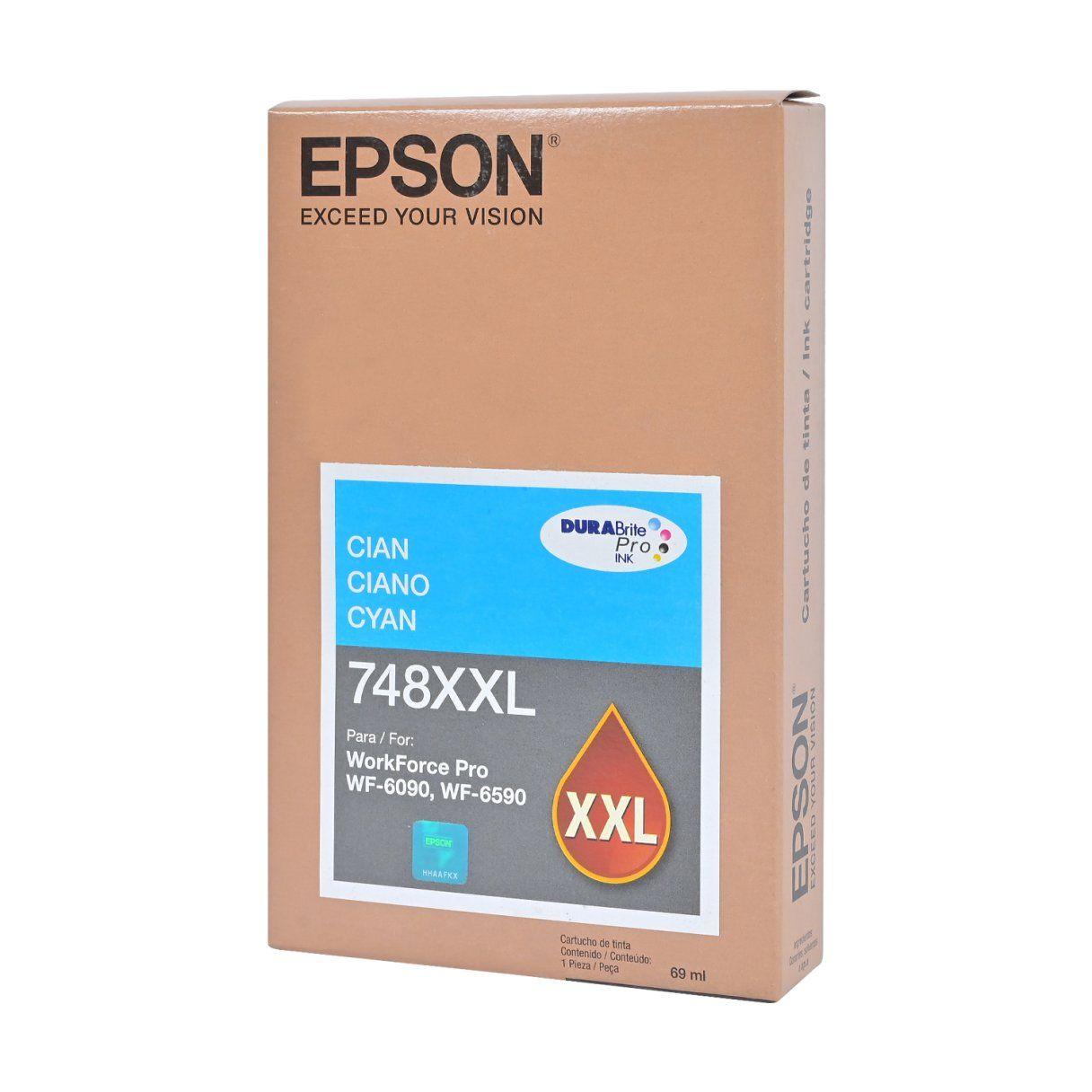 Cartucho de tinta Epson T748XXL cian capacidad extra alta-0