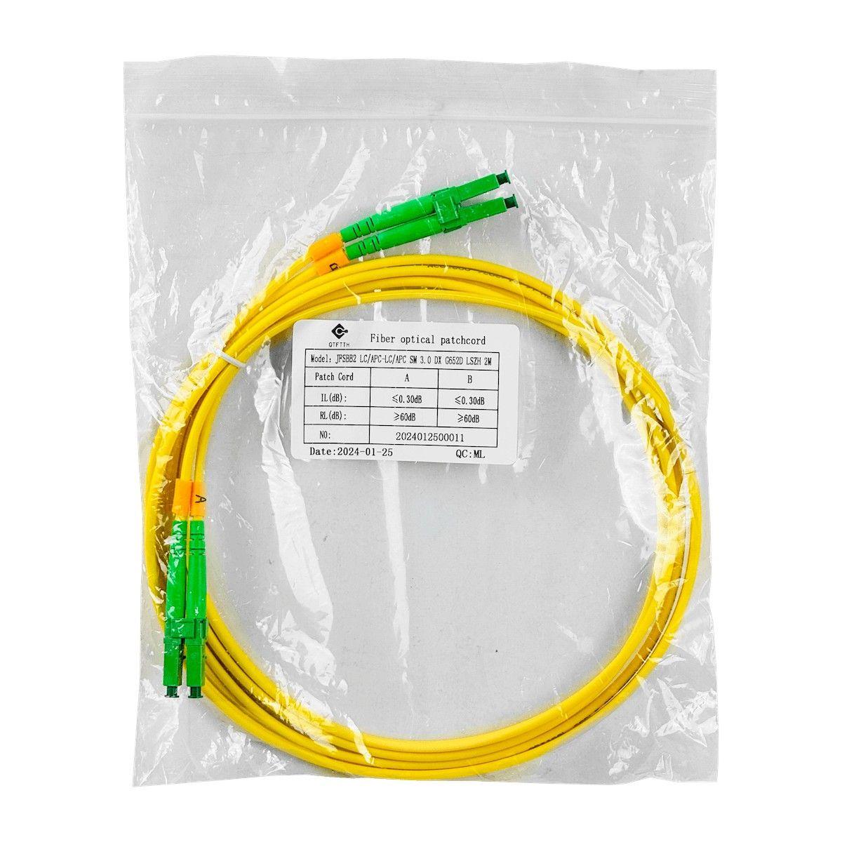 Cable jumper de fibra óptica SM LC/APC a LC/APC 2 m 3,0 mm 9/125-5