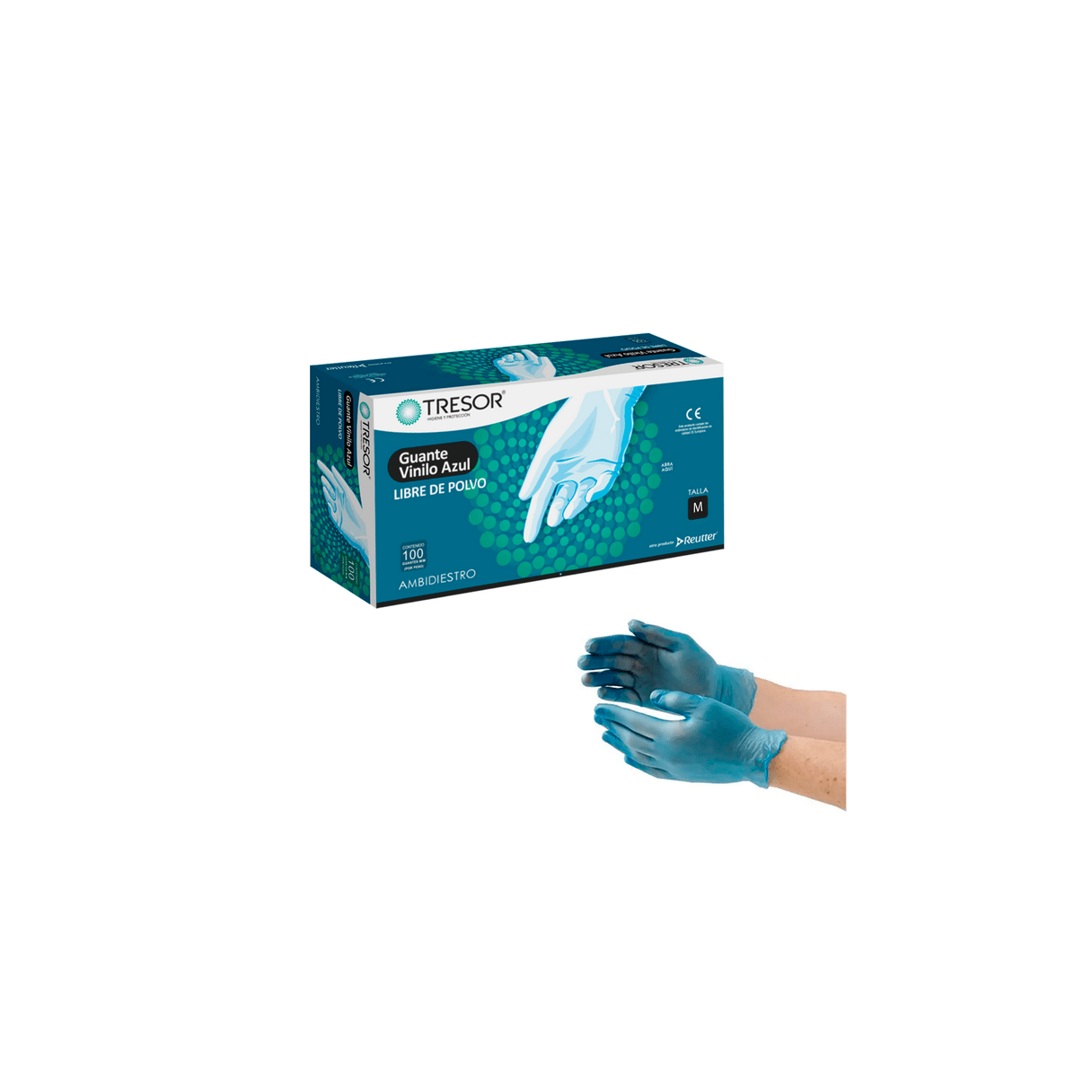 Guantes de vinilo TRESOR examinación sin polvo talla M 100 unidades-0