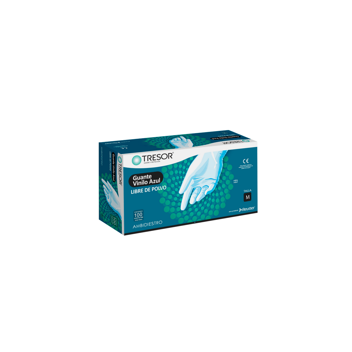Guantes de vinilo TRESOR examinación sin polvo talla M 100 unidades-1