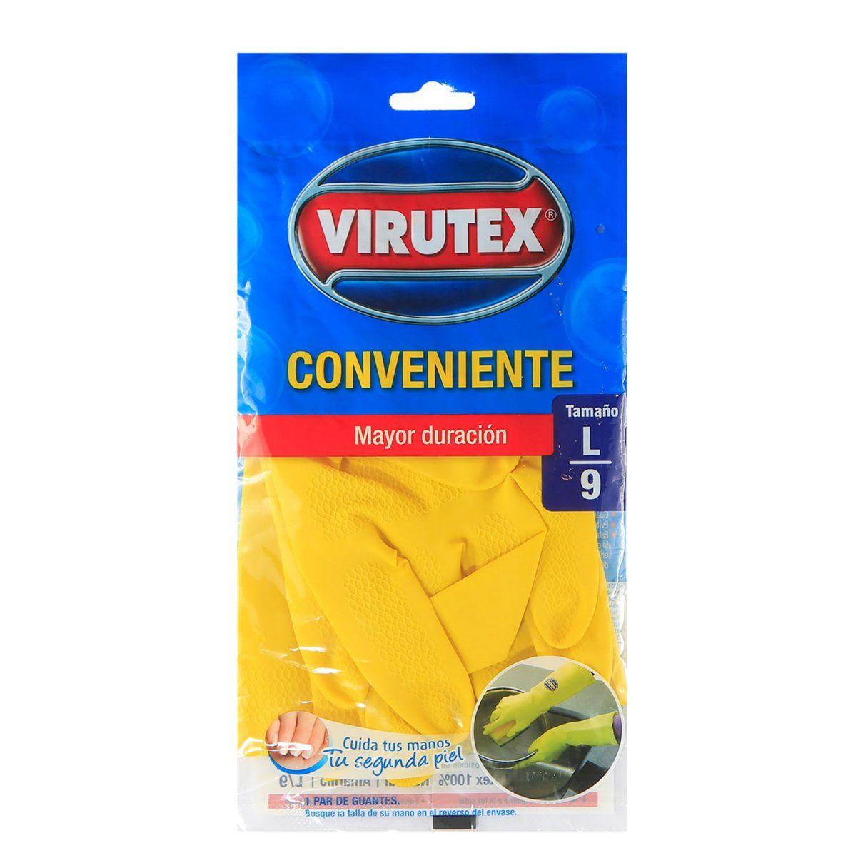 Guantes de látex Virutex multiuso talla L antideslizantes amarillo-0