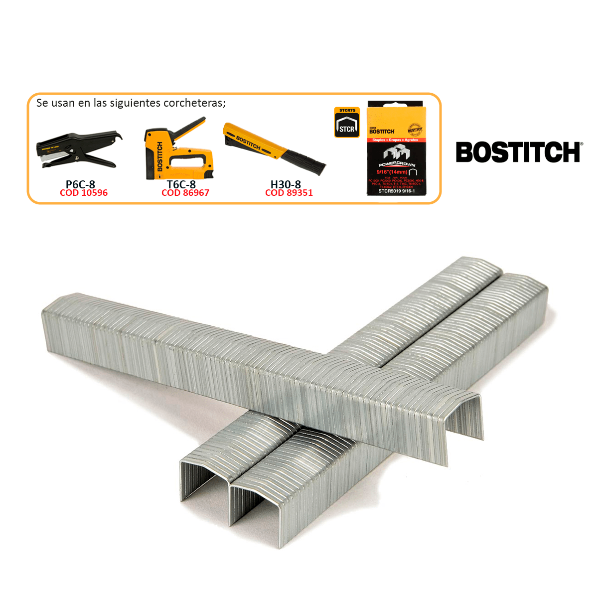 Corchetes Bostitch Stcr-5019 3/8'' Caja de 1000 unidades-1