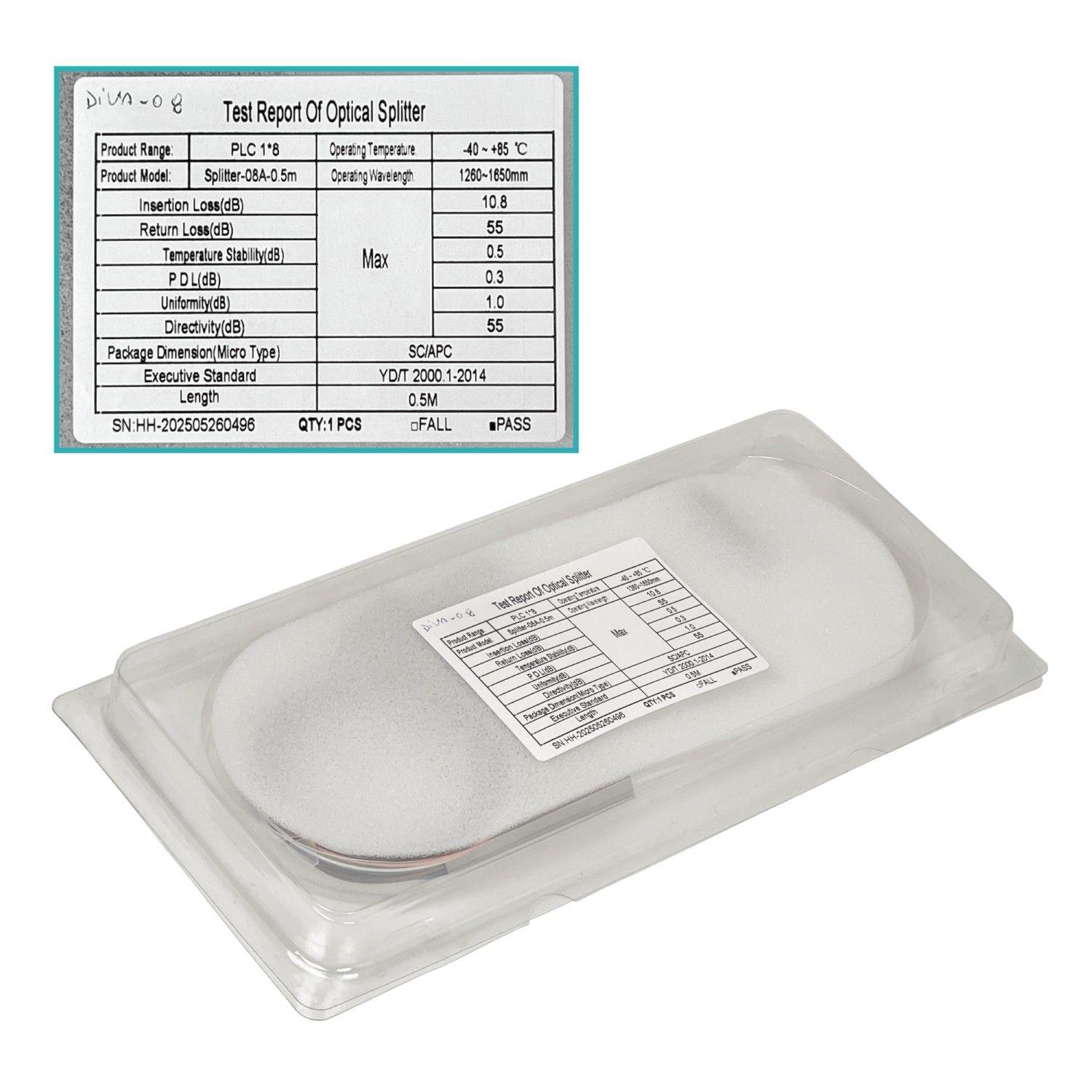 Divisor SC/APC 1x8 50 cm PLC para XGPON G657A1 0,9 mm 1260-1650 nm-2