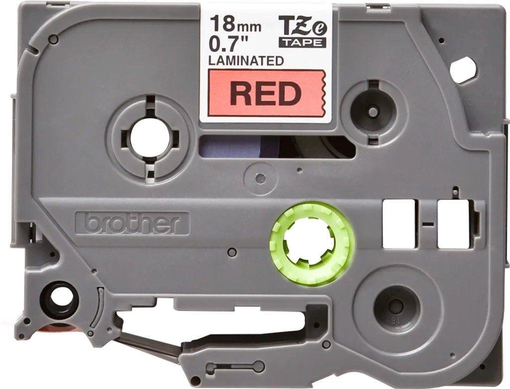 Cinta Brother TZe441 18 mm negro en fondo rojo 8 m-0