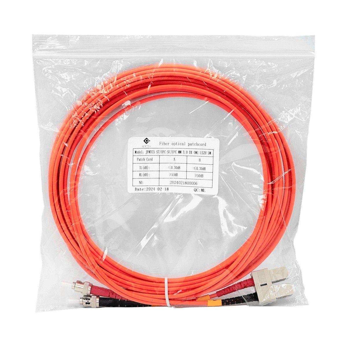 Jumper de fibra óptica ST-SC OM1 multimodo 5 m 62,5/125 um LSZH-5