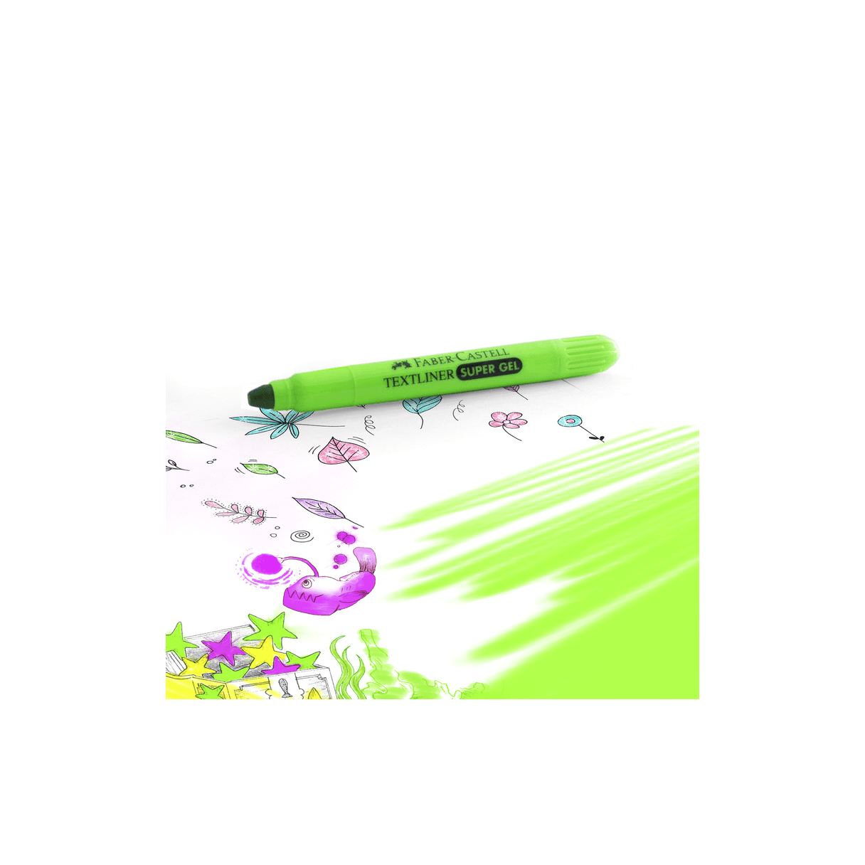 Destacador Faber-Castell Súper gel tipo lápiz punta retráctil verde-2