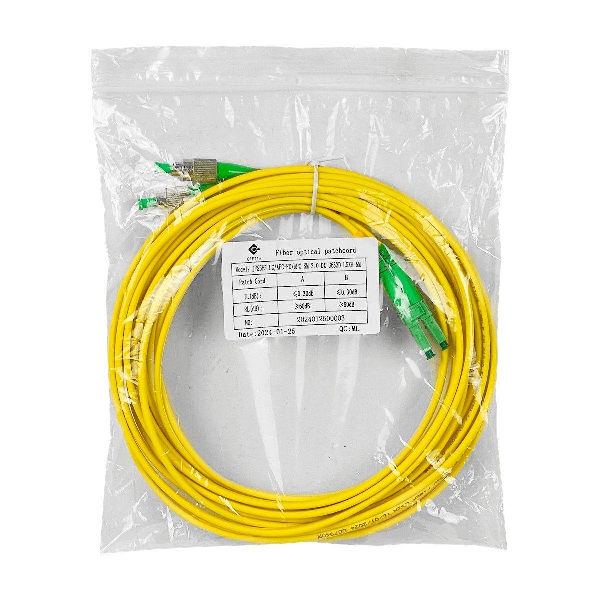 Cable de fibra óptica LC/APC a FC/APC 5 m monomodo duplex 9/125 um-5