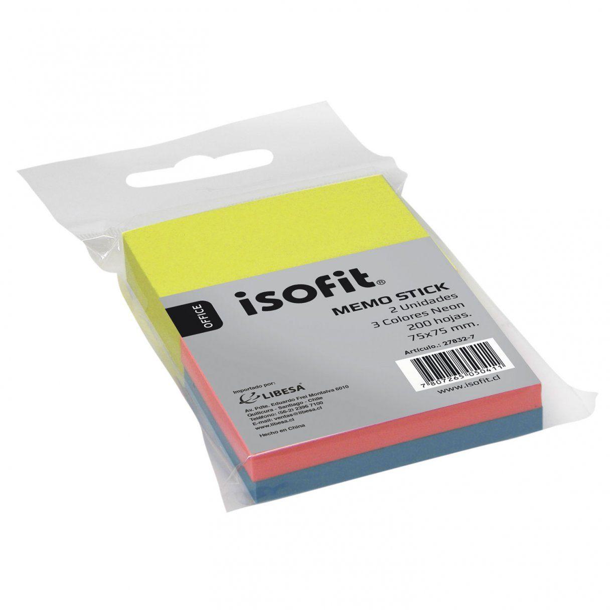 Nota adhesiva Isofit Memo Stick 3 colores neón 200 hojas-1