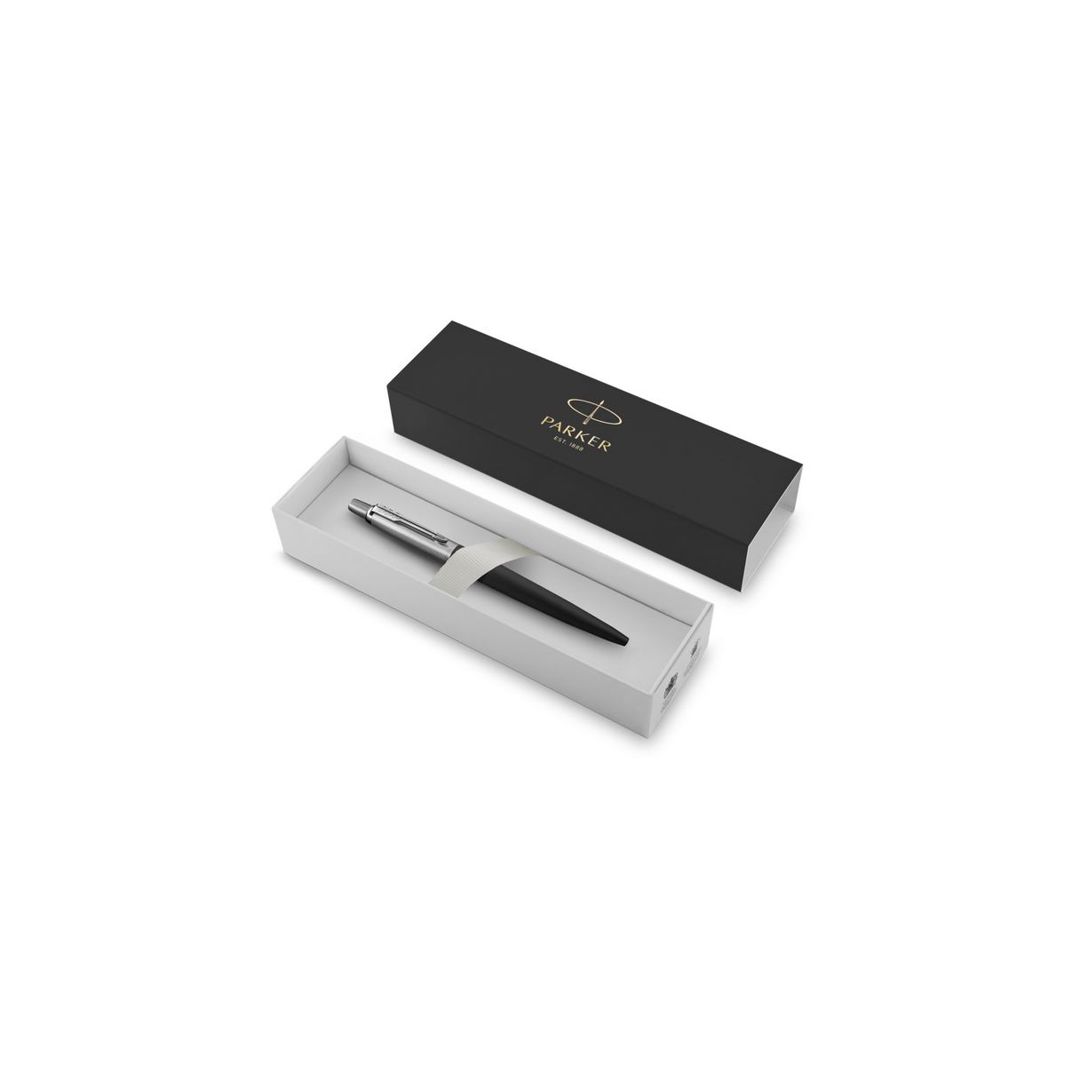 Bolígrafo Parker Jotter cuerpo metálico negro punta media azul-1