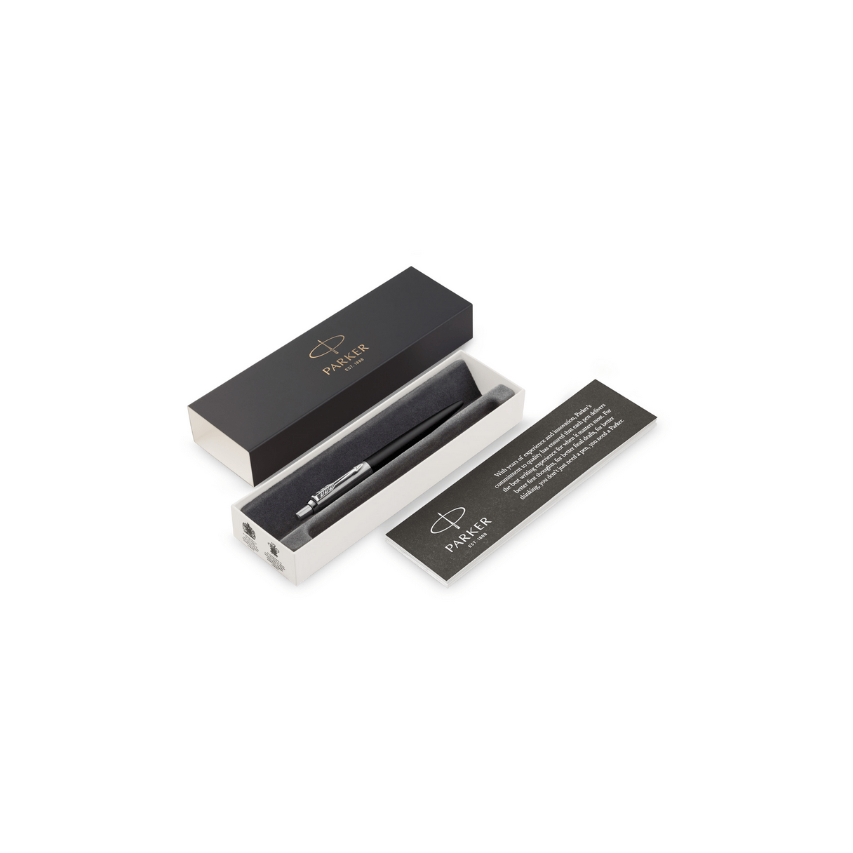 Bolígrafo Parker Jotter cuerpo metálico negro punta media azul-2