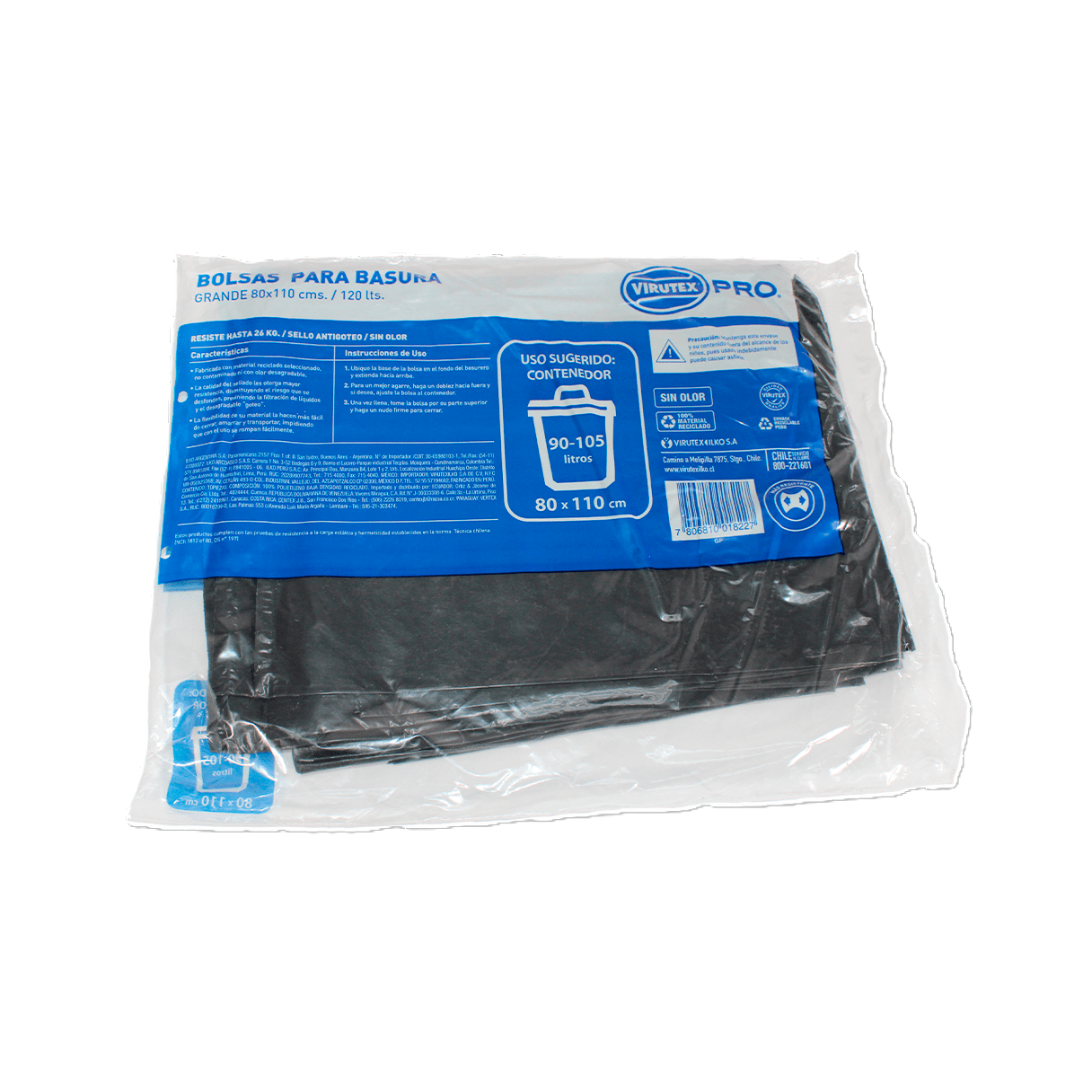 Bolsa de aseo Virutex Pro grande 80x110 cm con 10 unidades-2