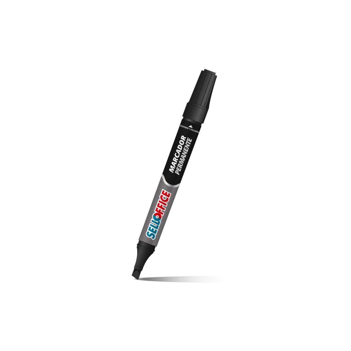 Marcador permanente Selloffice recargable punta biselada negro-1
