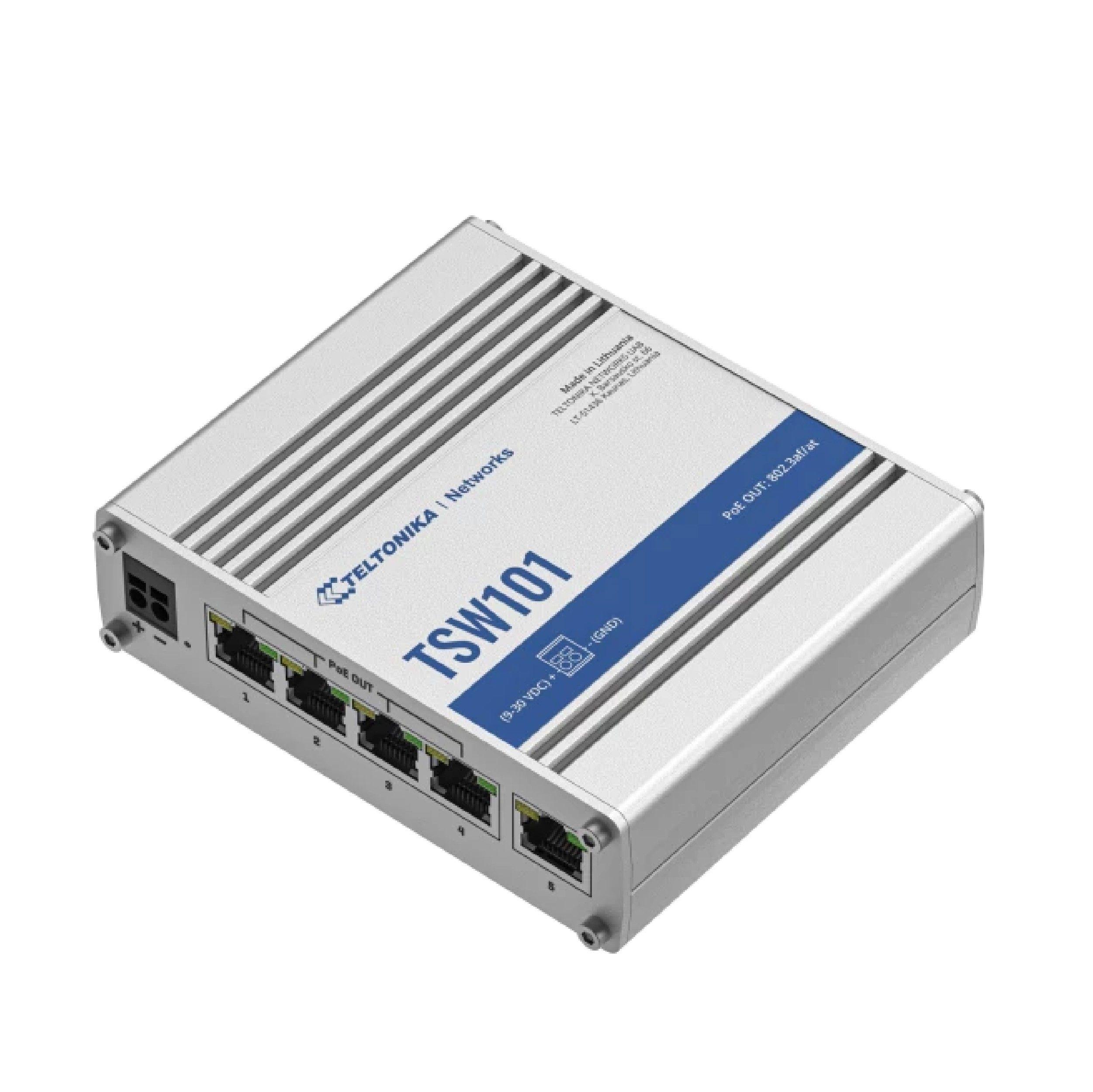 Switch automotriz Teltonika PoE conectores M12-1