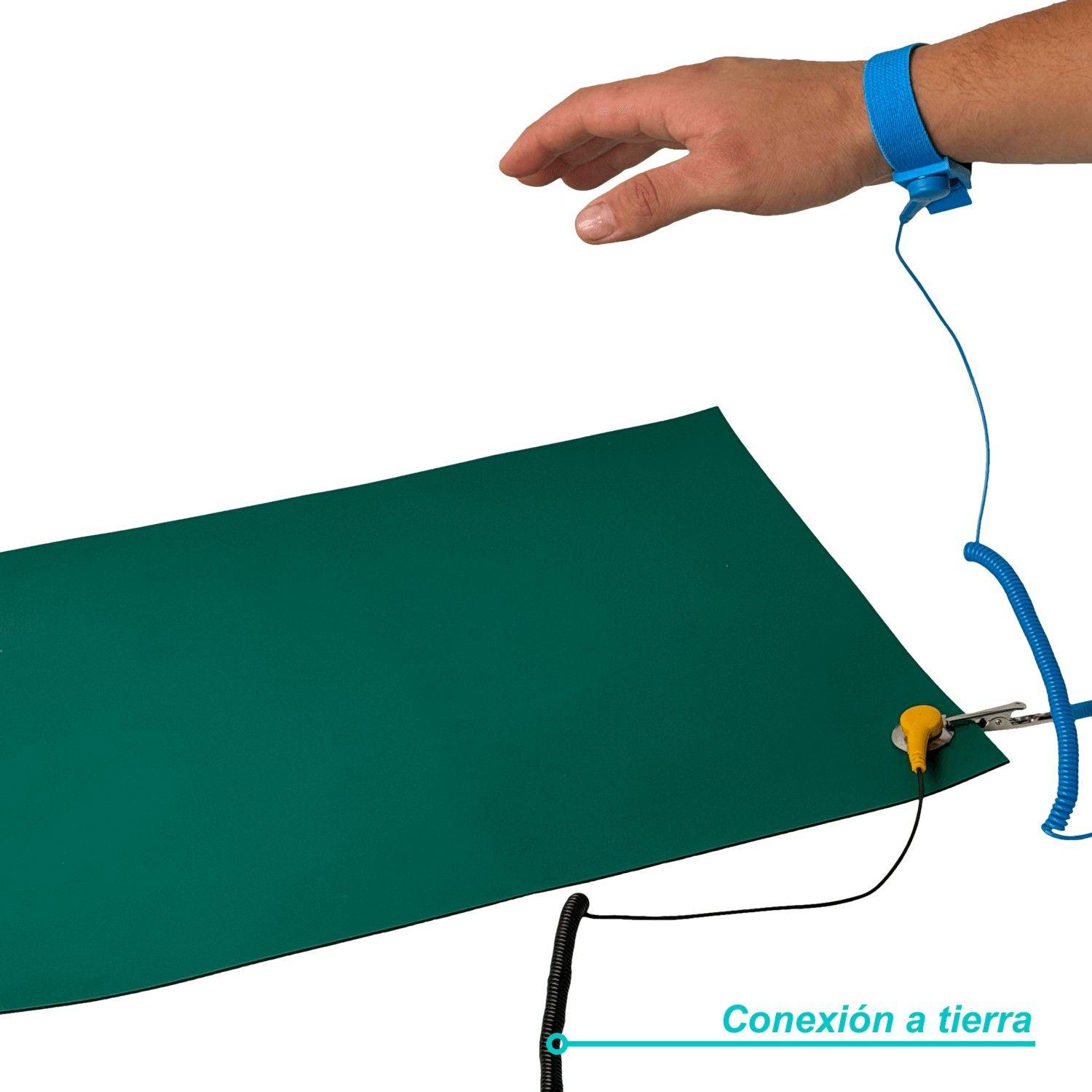 Alfombra antistática 30x40 cm con cable de 100 cm y pinza 8BM-401A-3