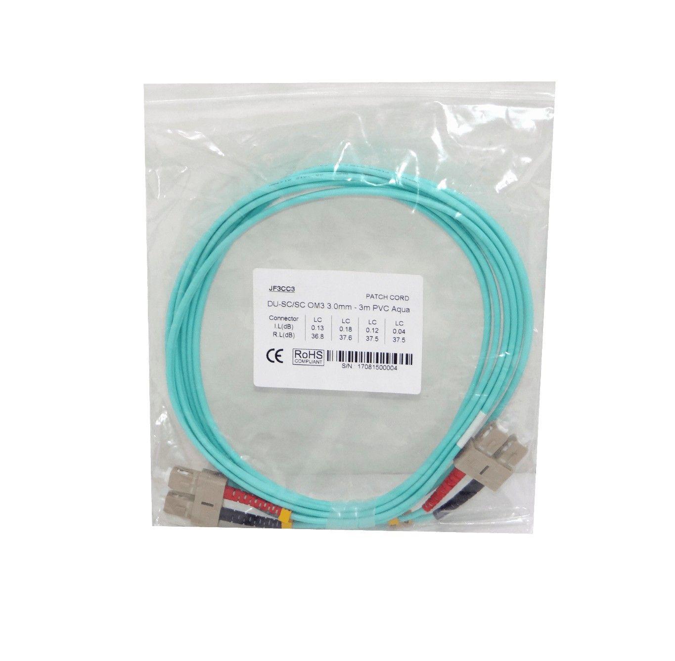 Jumper de fibra óptica OM3 3 m multimodo duplex 50/125 um LSZH-5