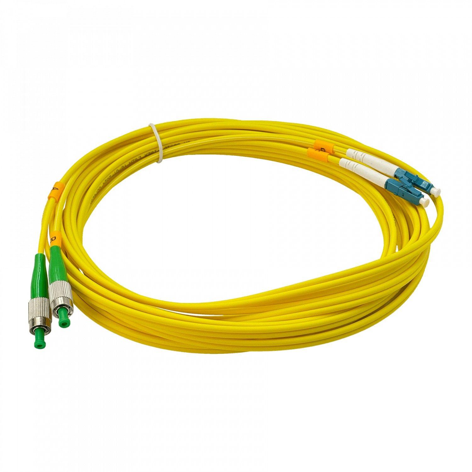Cable jumper de fibra óptica FC/APC a LC/UPC 5 m monomodo duplex 9/125 um 3 mm-2