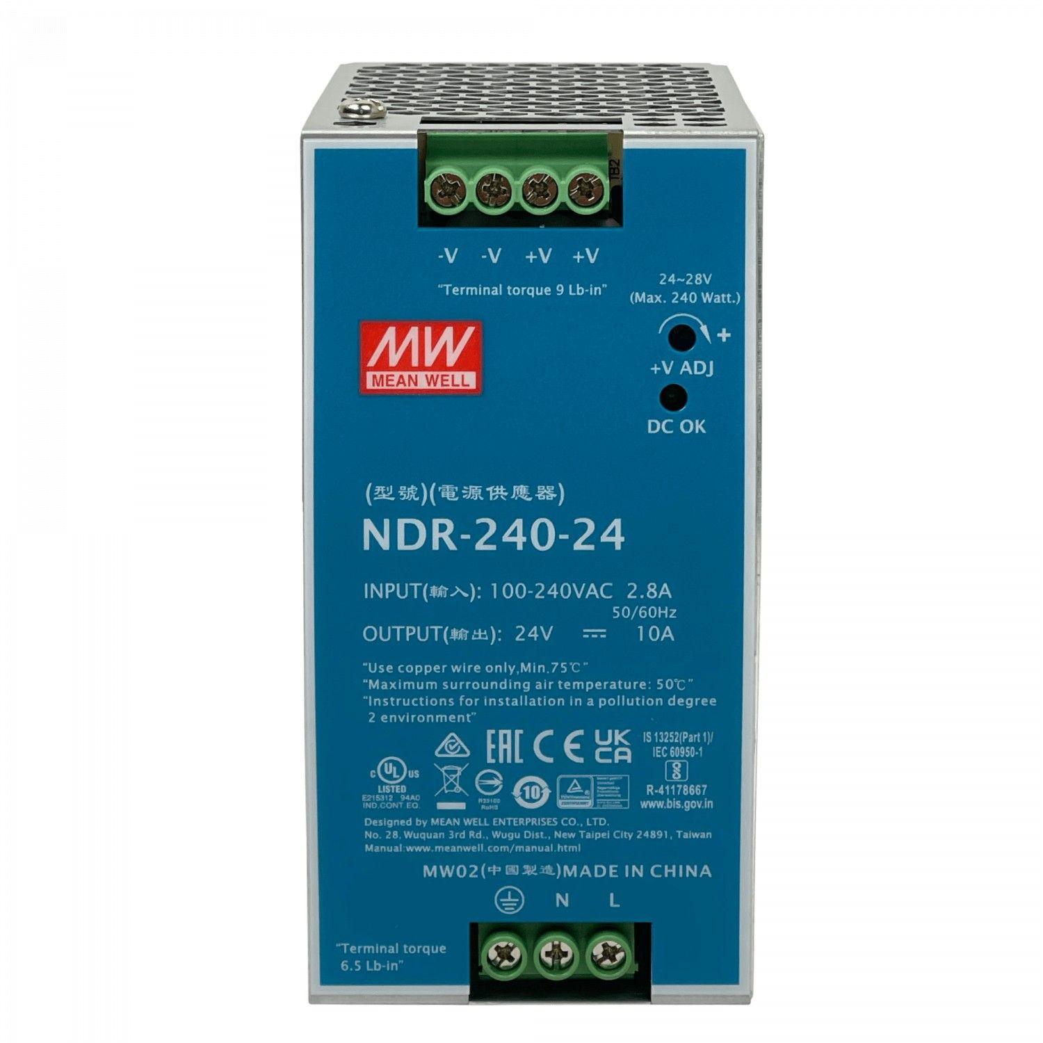 Fuente de poder Meanwell 24 V 240 W 10 A ajustable 24-28 V ancho 63 mm-1