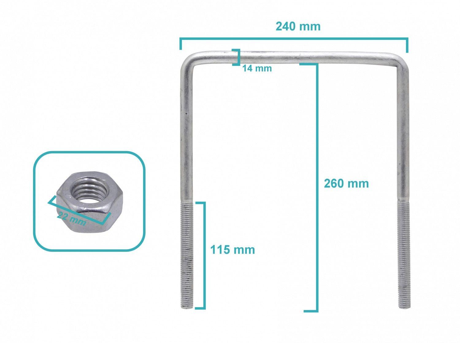 Abrazadera BT 9/16 para poste 240x260x14x115 mm con tuercas de 15/16 pulgadas-3