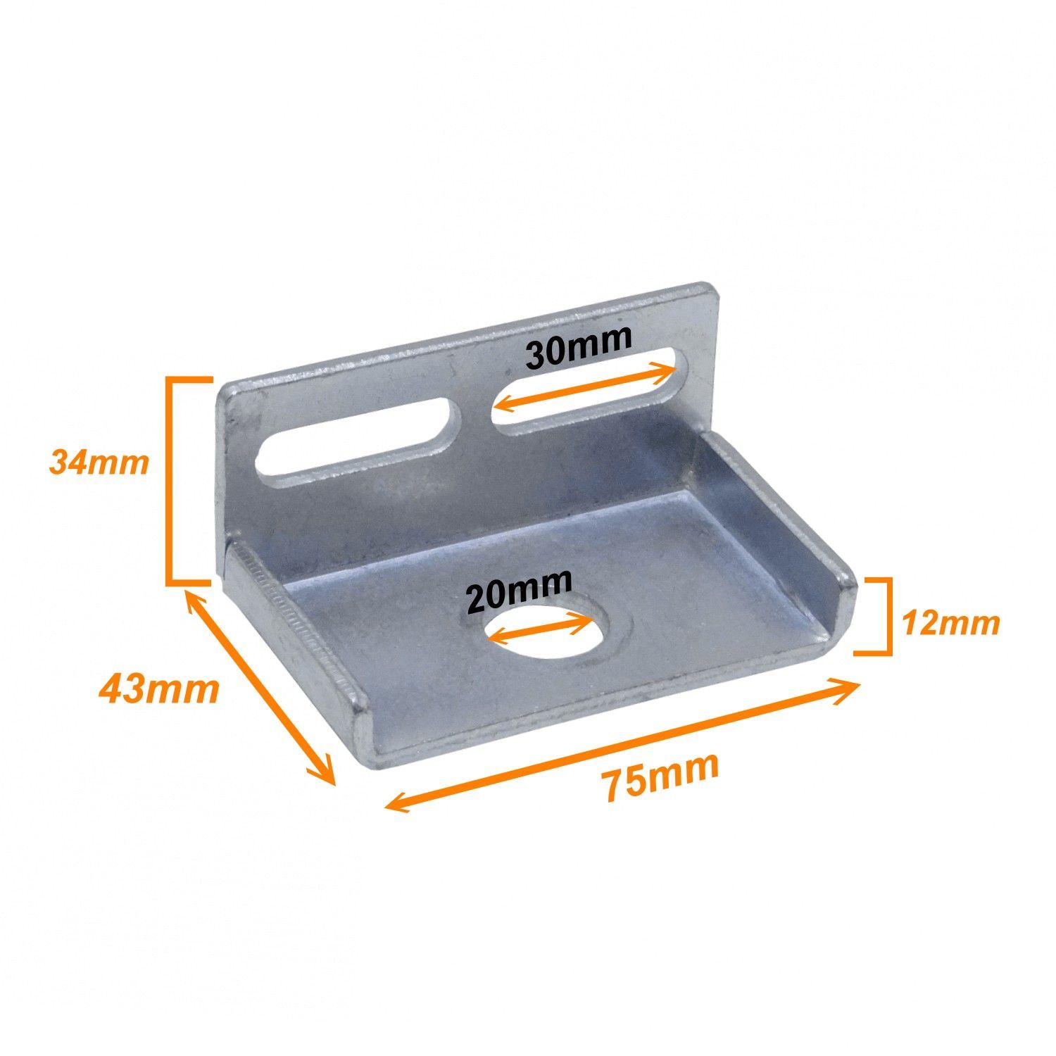 Pieza metálica para colgante M16 M8 espesor 3 mm 75x44x35 mm-4
