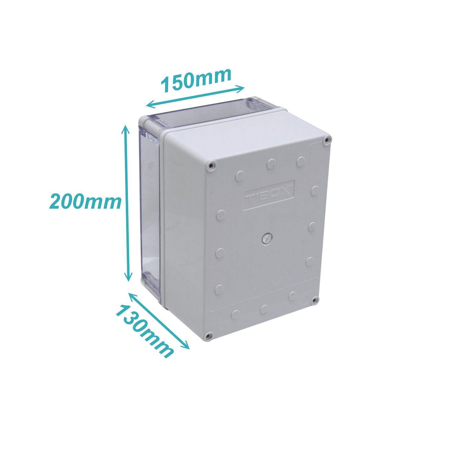 Caja ABS 150x200x130 mm IP66 con tapa transparente y placa de aluminio-5