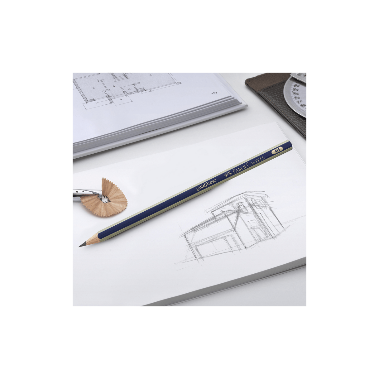 Lápiz de grafito Faber Castell Goldfaber 1221 4H hexagonal-1
