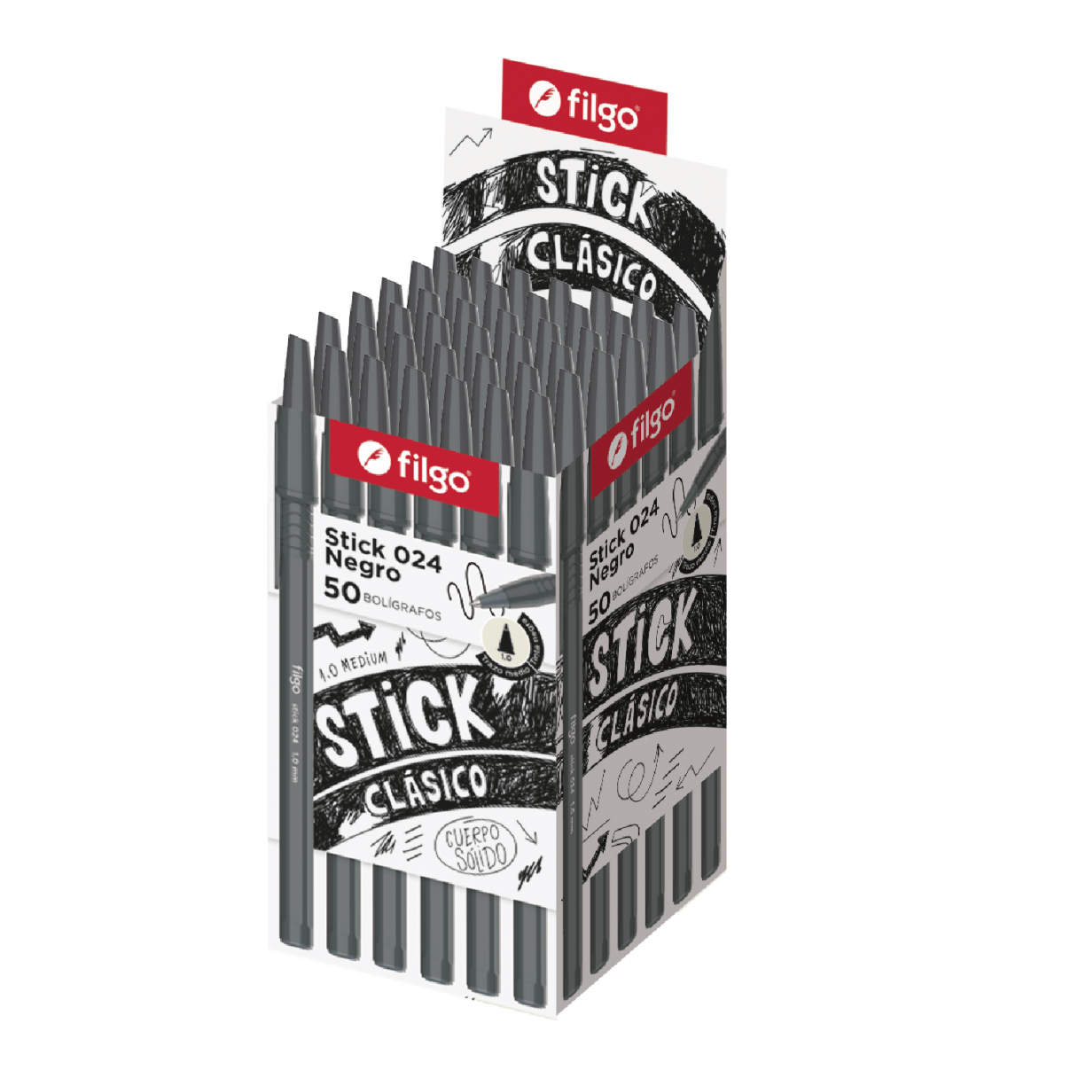 Lápiz pasta Filgo Stick 024 1.0 mm 50 unidades negro-1