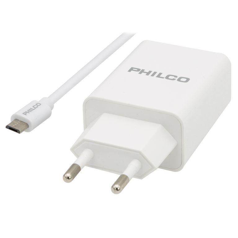 Cargador de pared Philco QC3.0 USB-A con cable micro 18 W blanco-1