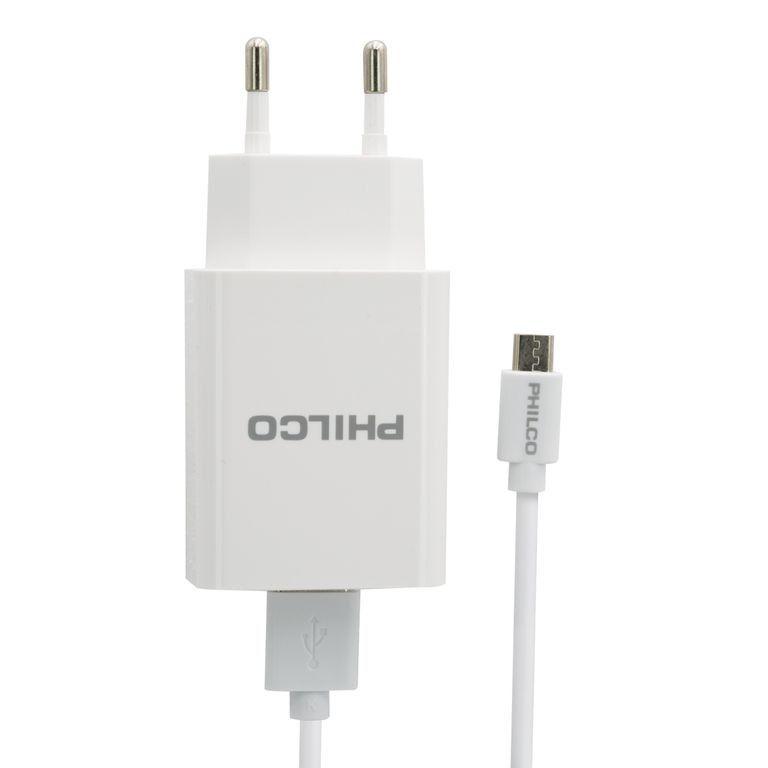 Cargador de pared Philco QC3.0 USB-A con cable micro 18 W blanco-2